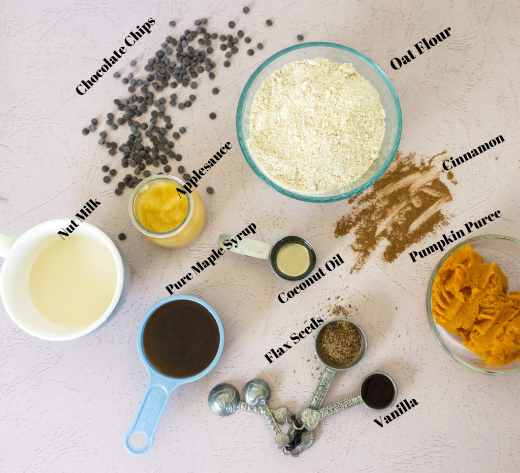 Ingredients for pumpkin muffin recipe
