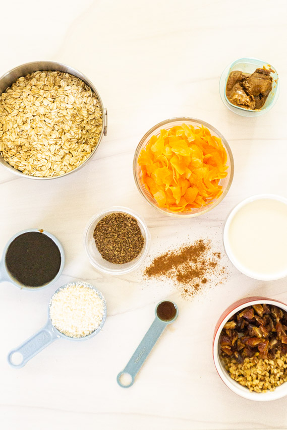 ingredients for carrot date muffins