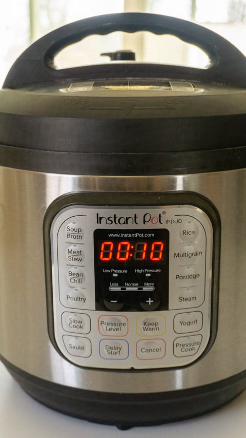 instant pot on high pressure cook for 10 minutes to cook the carrot lentil soup
