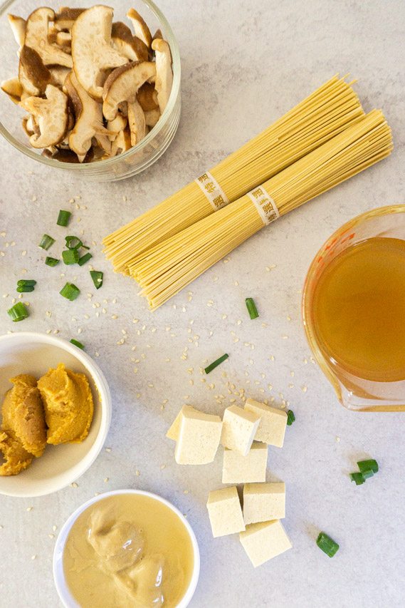 key ingredients for vegan miso ramen recipe