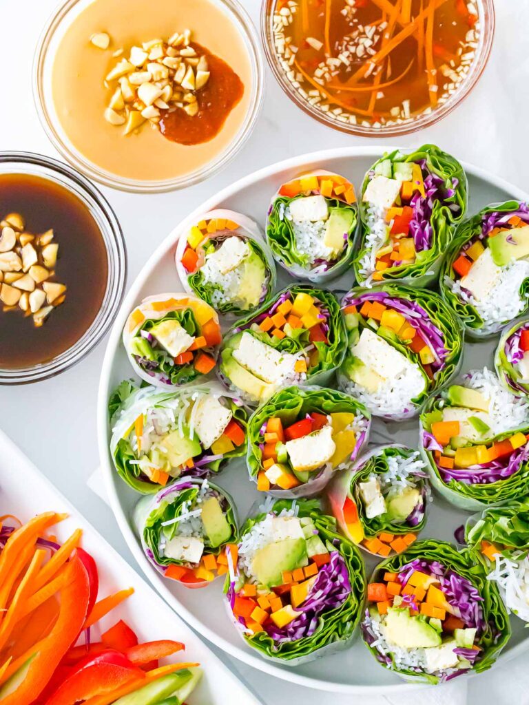 vegan Summer Rolls with dipping sauces