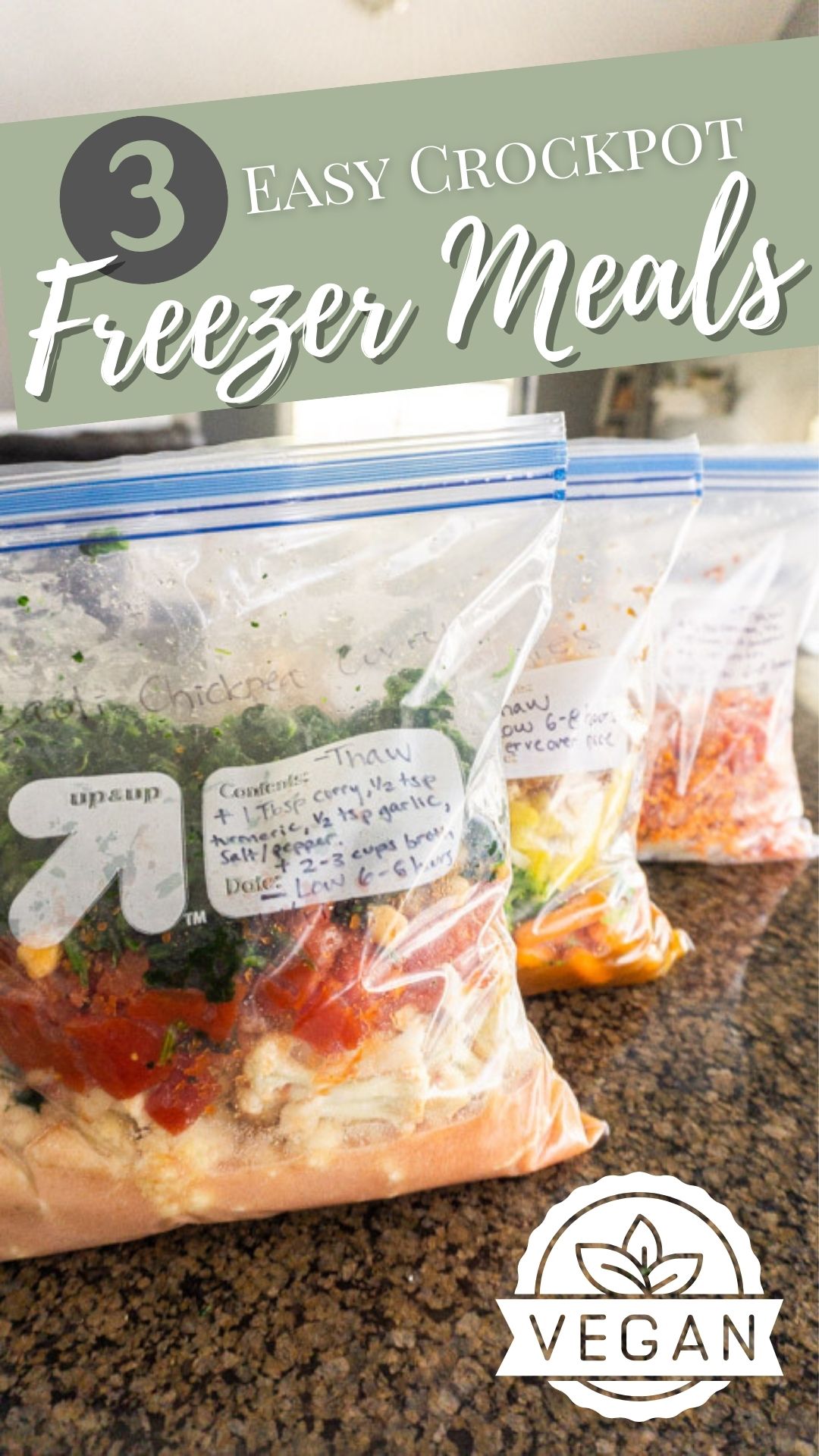 3 Easy Vegan Freezer Crockpot Meals