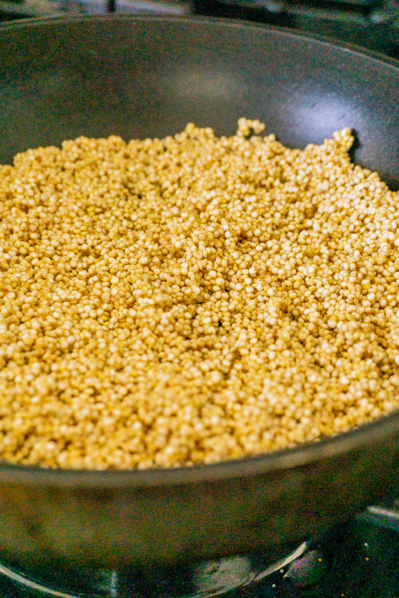 toast the quinoa till it pops and puffs