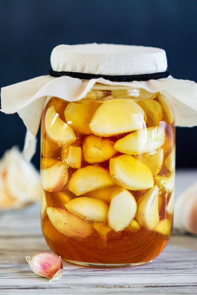 fermented garlic and honey in a jar
